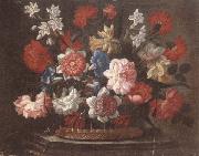 unknow artist Still life of various flowers in a wicker basket,upon a stone ledge china oil painting reproduction